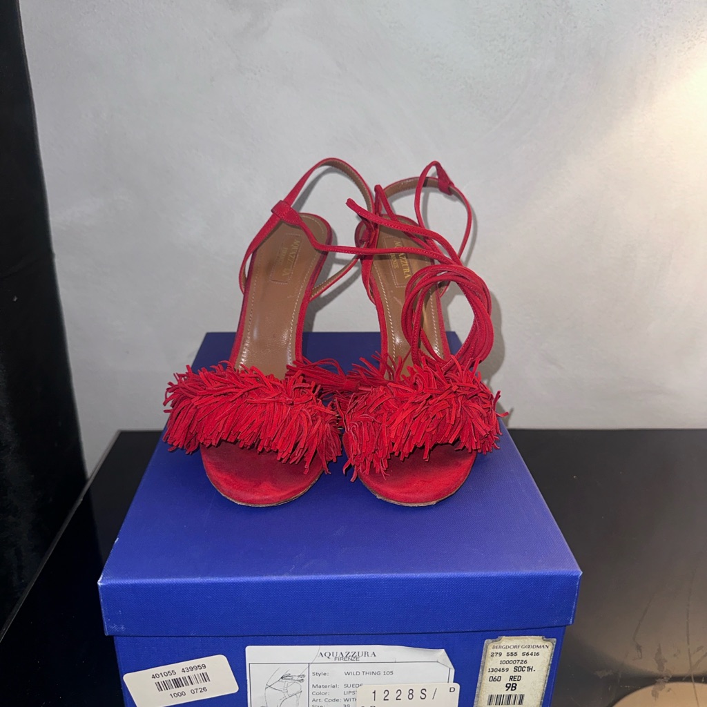 Aquazzura Women's Red Fringe Sandals